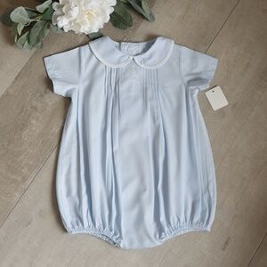 Blue Heirloom Romper Boys' Boutique Embroidered Sailboat 3/6 Months NWT
